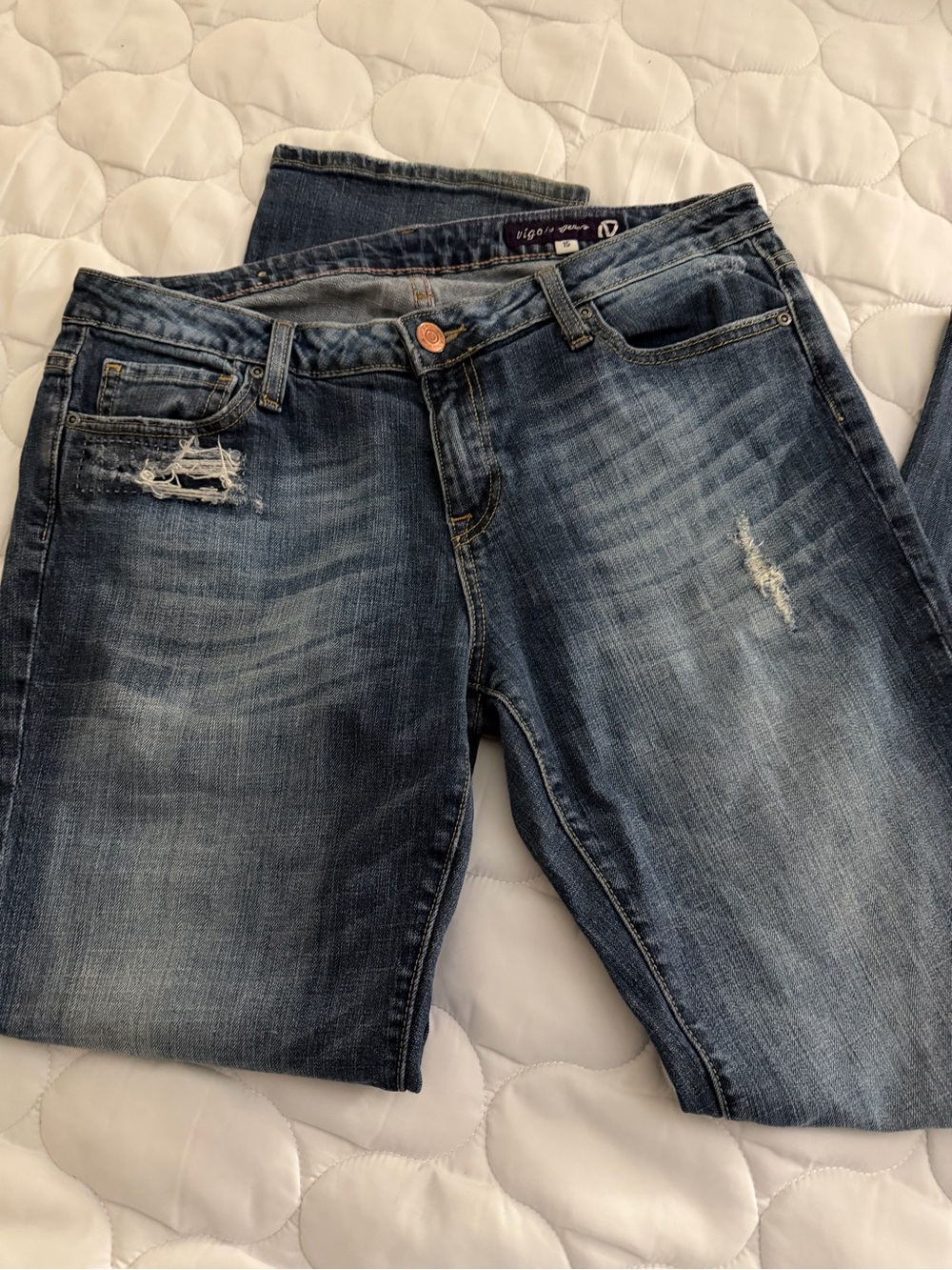 Vigoss Distressed Boyfriend Jeans - Blue
